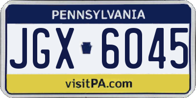 PA license plate JGX6045