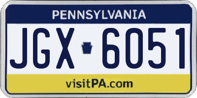 PA license plate JGX6051
