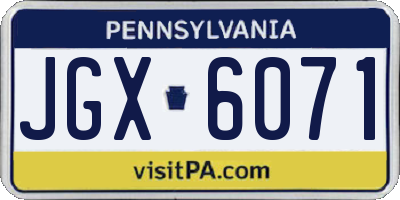 PA license plate JGX6071