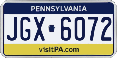 PA license plate JGX6072