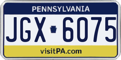 PA license plate JGX6075
