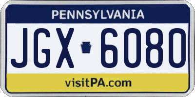PA license plate JGX6080