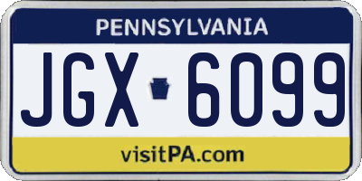 PA license plate JGX6099