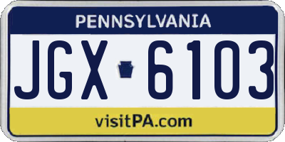 PA license plate JGX6103