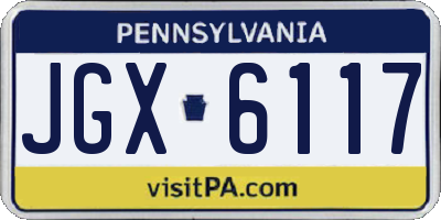 PA license plate JGX6117
