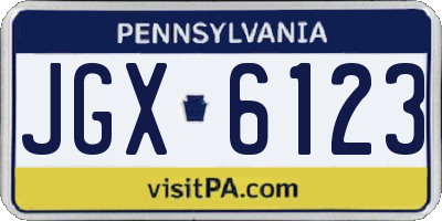 PA license plate JGX6123