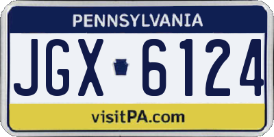 PA license plate JGX6124