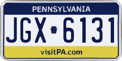 PA license plate JGX6131