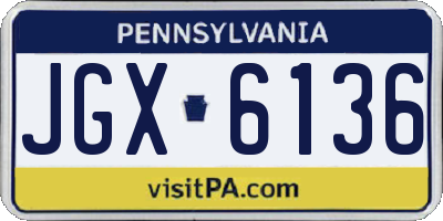 PA license plate JGX6136
