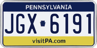 PA license plate JGX6191