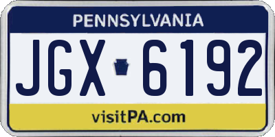 PA license plate JGX6192