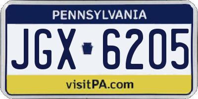 PA license plate JGX6205