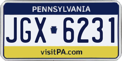 PA license plate JGX6231