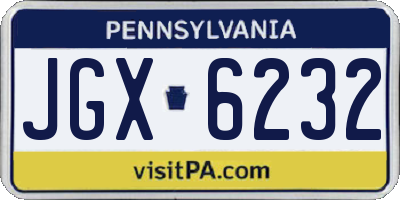PA license plate JGX6232