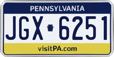 PA license plate JGX6251