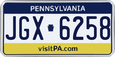 PA license plate JGX6258