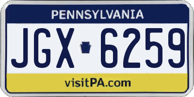 PA license plate JGX6259