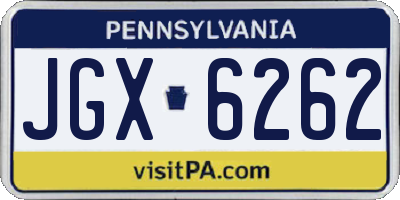 PA license plate JGX6262