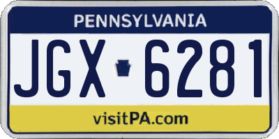 PA license plate JGX6281