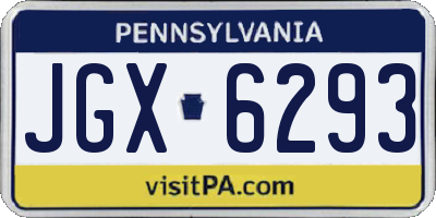 PA license plate JGX6293