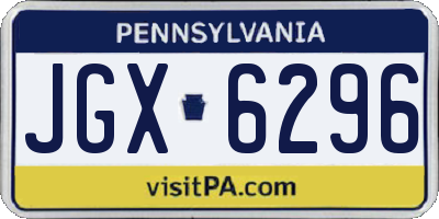 PA license plate JGX6296