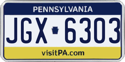 PA license plate JGX6303