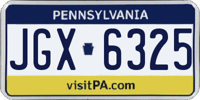 PA license plate JGX6325