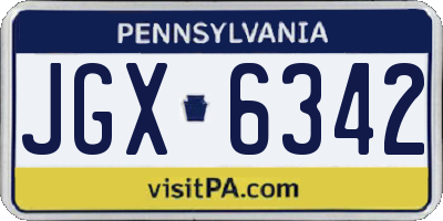 PA license plate JGX6342