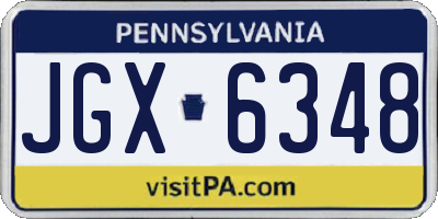 PA license plate JGX6348
