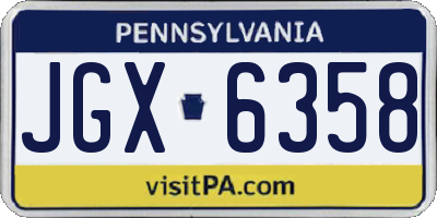 PA license plate JGX6358