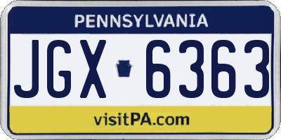 PA license plate JGX6363