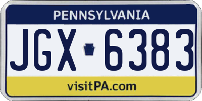 PA license plate JGX6383