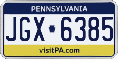 PA license plate JGX6385
