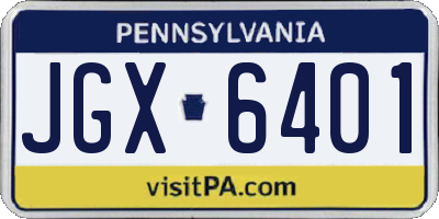 PA license plate JGX6401