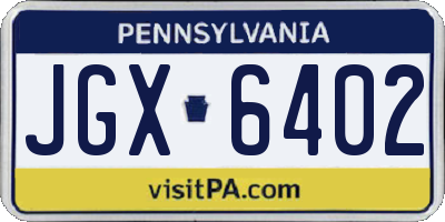 PA license plate JGX6402