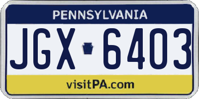 PA license plate JGX6403