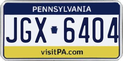 PA license plate JGX6404