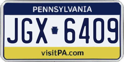 PA license plate JGX6409