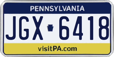 PA license plate JGX6418