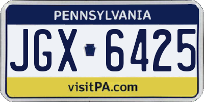 PA license plate JGX6425