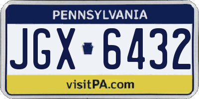 PA license plate JGX6432