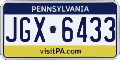 PA license plate JGX6433