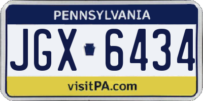 PA license plate JGX6434