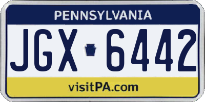 PA license plate JGX6442