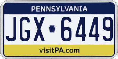 PA license plate JGX6449