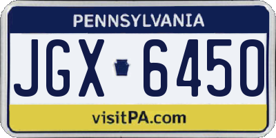 PA license plate JGX6450
