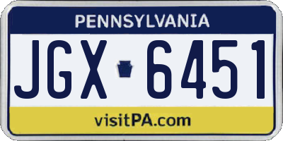 PA license plate JGX6451