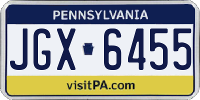 PA license plate JGX6455