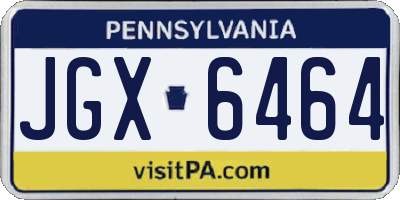 PA license plate JGX6464