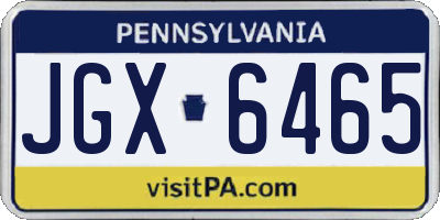 PA license plate JGX6465